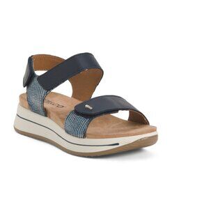 IGI&CO Navy Made In Italy Leather Flatform Sandals